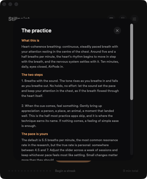 The practice: the in-app guide