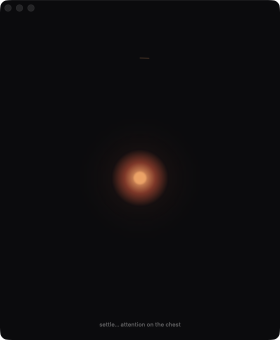 Mid-session: the orb, and nothing else
